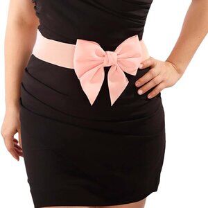 Women Elastic Waist Belt Bow Knot Big Bow Vintage Dress Party Accessory